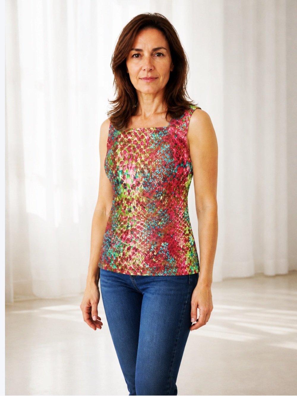 🔥🔥ANNE KLEIN MULTICOLOR SLEEVELESS SHELL TOP